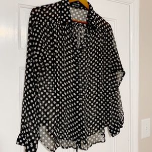 $$$ Gorgeous Forever 21 sheer polka dot blouse x